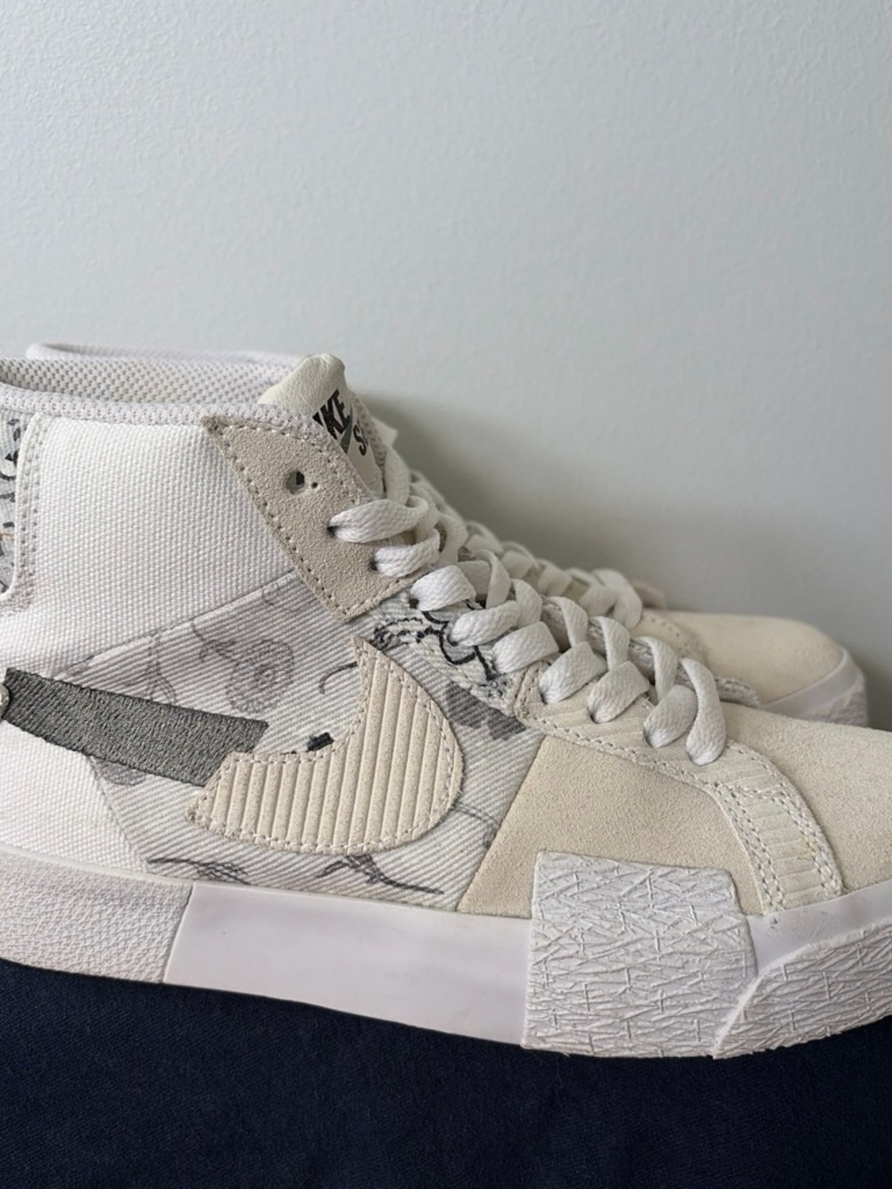 Nike White and Cream High-Top Sneakers
